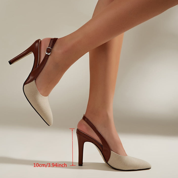 Amelia™ | Zapatos de tacón con talón abierto y detalles en contraste