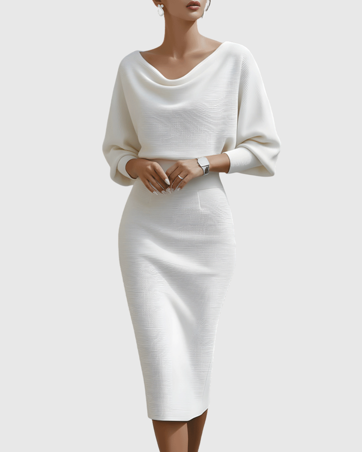 ISMERIA | Vestido midi con mangas murciélago
