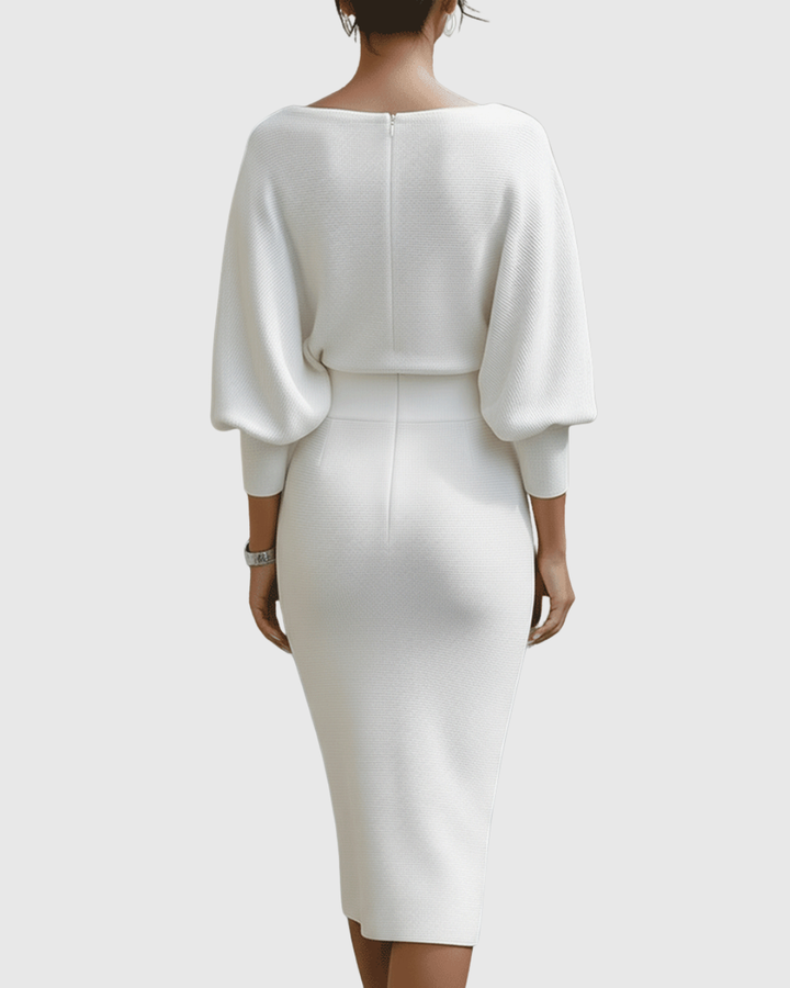 ISMERIA | Vestido midi con mangas murciélago