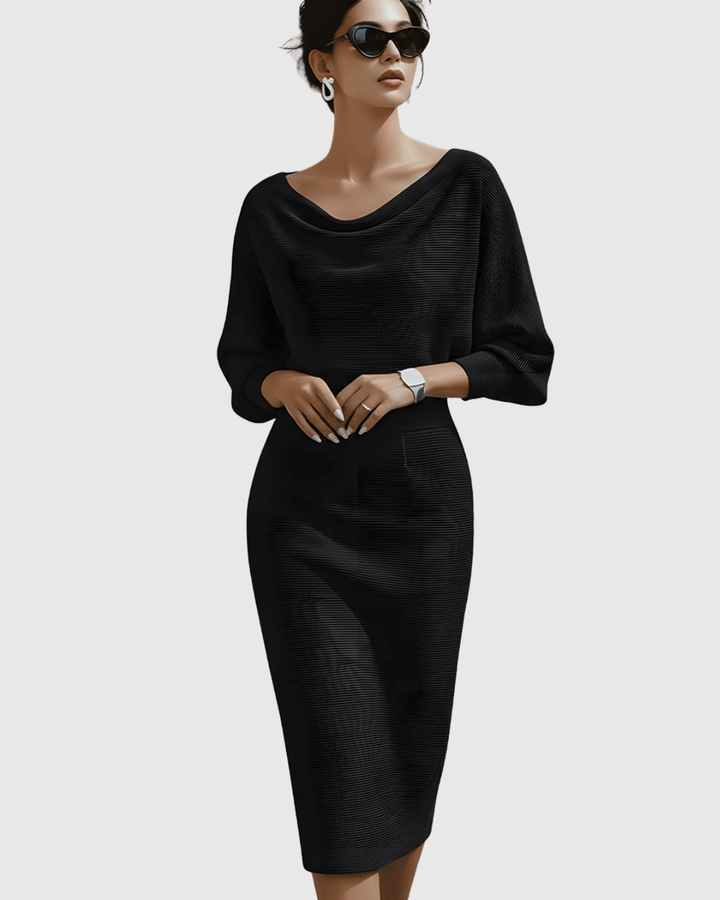 ISMERIA | Vestido midi con mangas murciélago