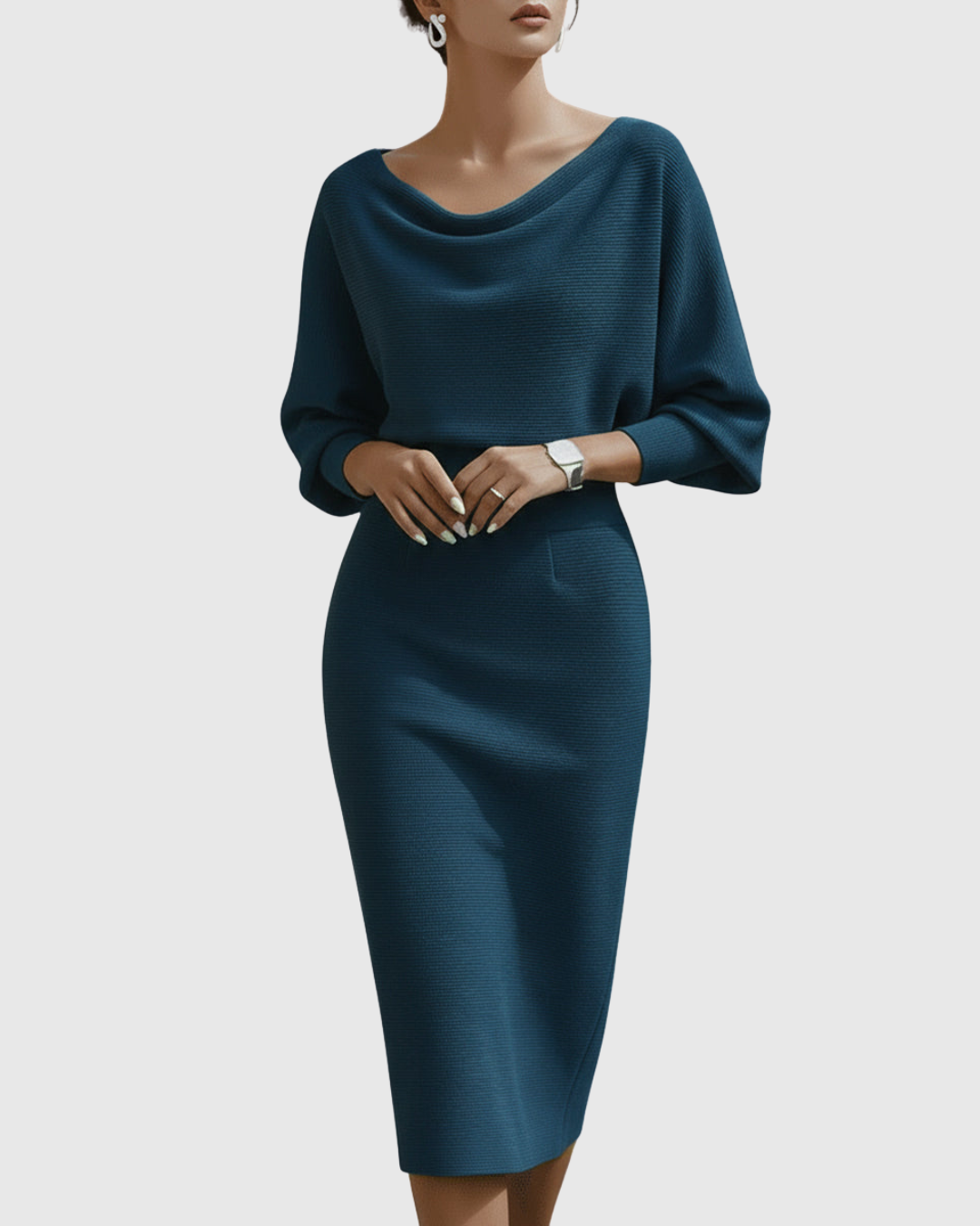 ISMERIA | Vestido midi con mangas murciélago