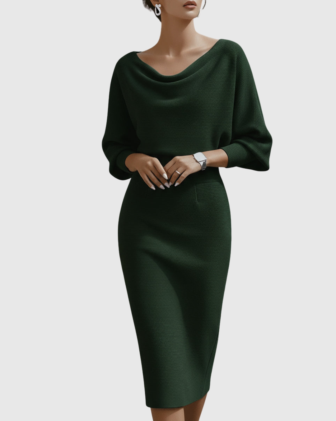 ISMERIA | Vestido midi con mangas murciélago