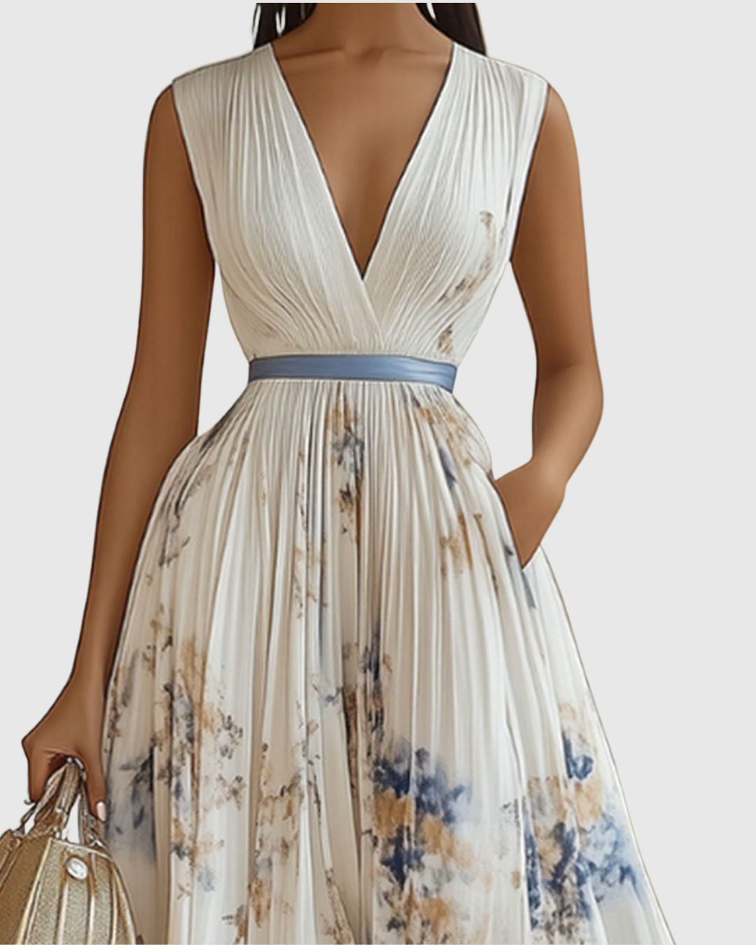 ROWELLA | Elegante vestido largo plisado