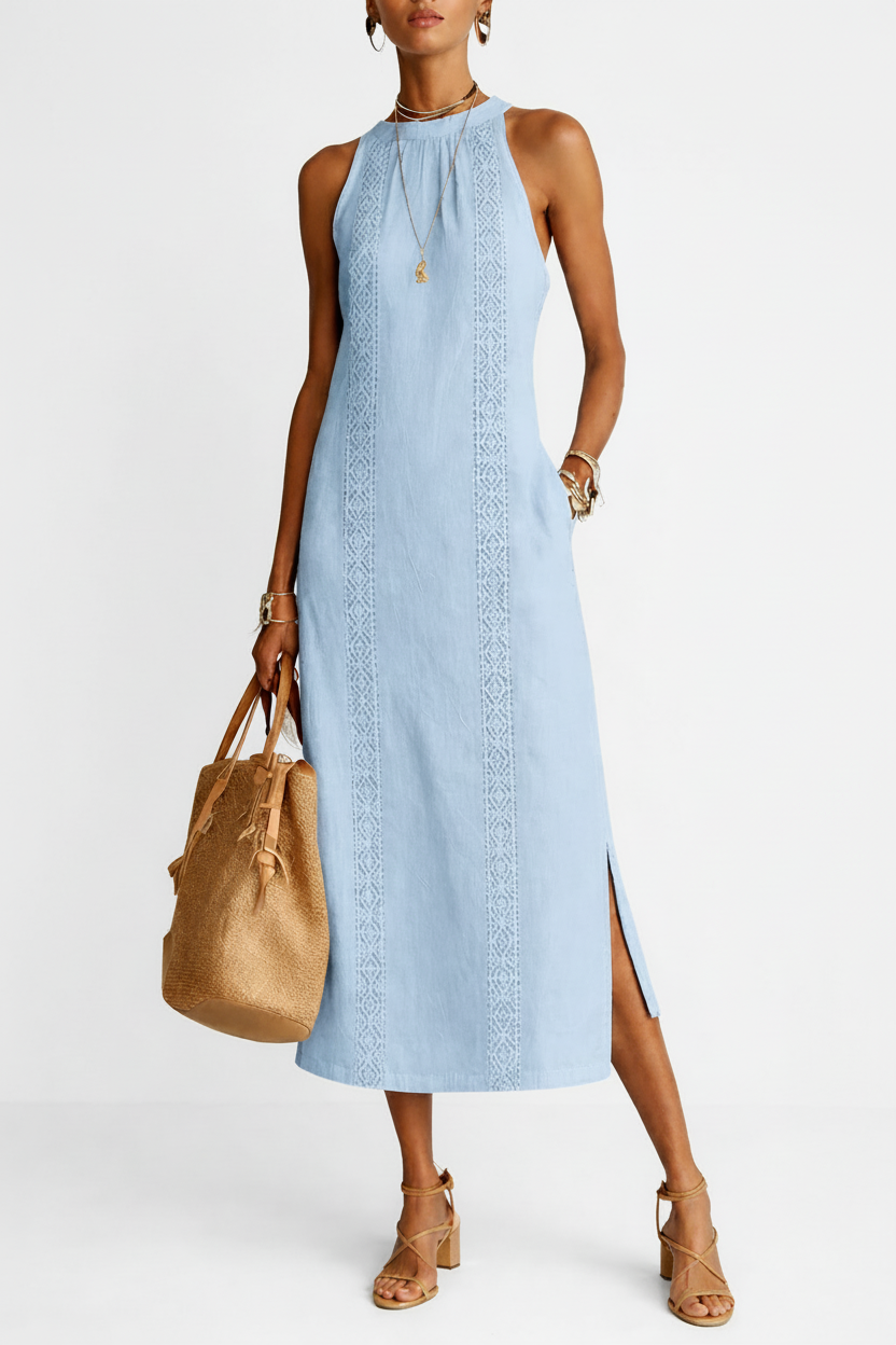 CELINE | Vestido midi sin mangas con detalles de encaje