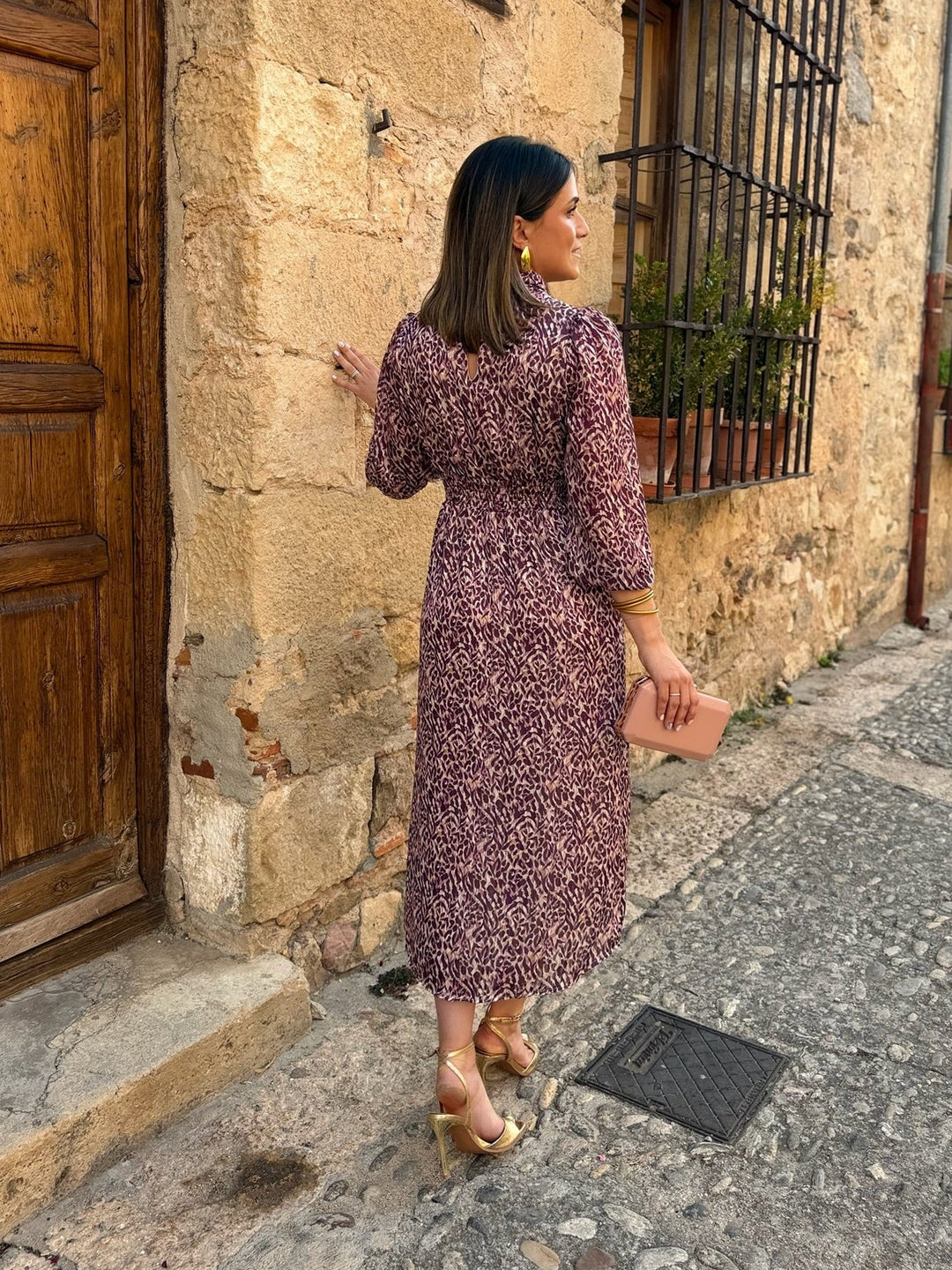 Vestido Midi print buganvilla | Tina
