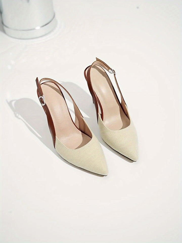 Amelia™ | Zapatos de tacón con talón abierto y detalles en contraste
