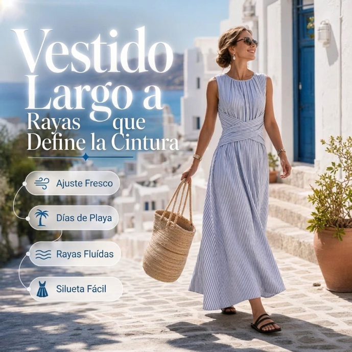 Aitana - Vestido de rayas con cintura cruzada