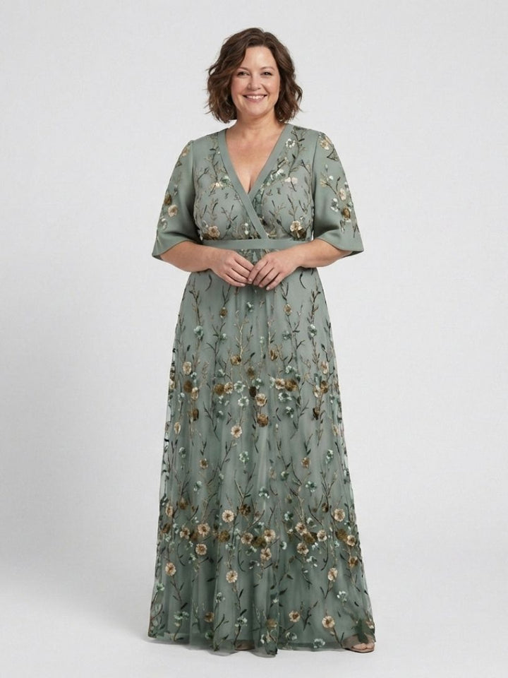 Melodi – Vestido largo de flores con cuello en V